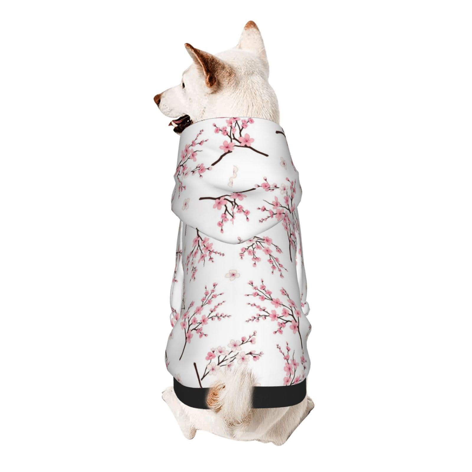 Dog Hoodie Branch of A Flourishing Tree Flowers Cherry Blossoms Spring Theme Art Dog Sweatshirt Fall Cold Winter Sweater Warm Cozy Pet Clothes for