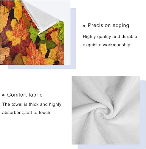 Miniatura 4 de Juego de 3 toallas de baño de hojas de otoño, toallas de hojas naranjas de otoño y otoño, 1 toalla de baño, 1 toalla de mano, juego de 3 toallas de