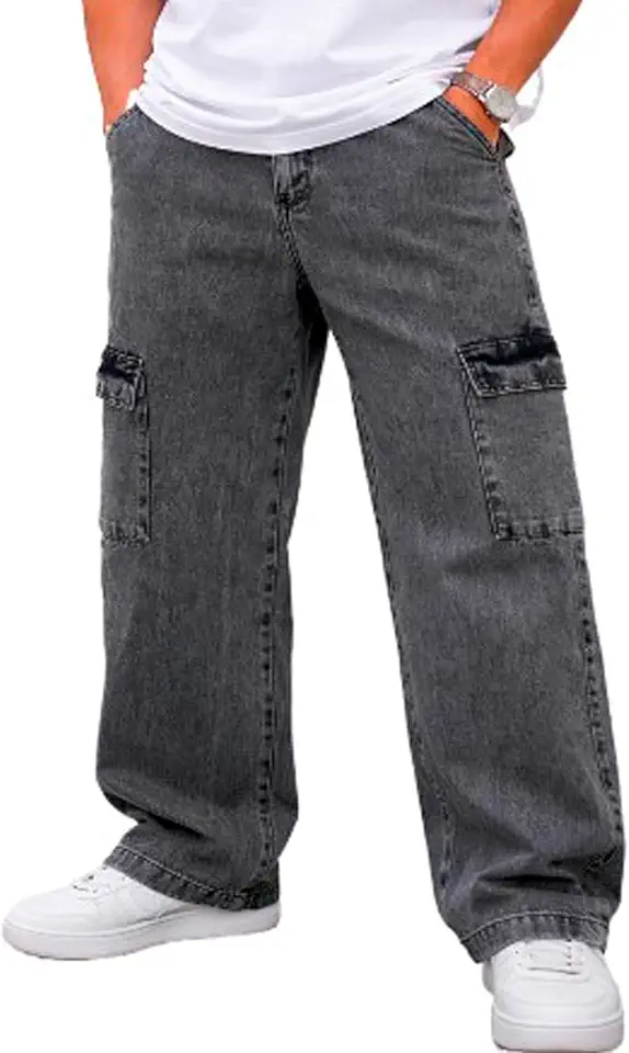 Calça Jeans Cargo Preta Agace, Marmorizada Black