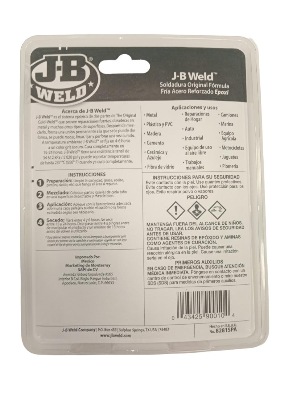 J-B Weld 8281SPA - Saldatura a Freddo - Acciaio - Metallo - Ferro - Rinforzato - Epossidico - Riparazioni - 141,8 g