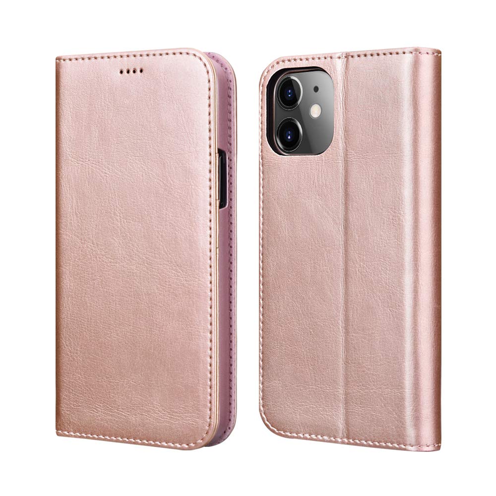icarercaseCompatible for iPhone 12 Mini Case Wallet, Premium PU Leather [Magnetic Closure] Flip Cover with Kickstand and Card Slots Compatible for iPhone 12 Mini 12 5.4inch 2020 Model(Rose Gold)