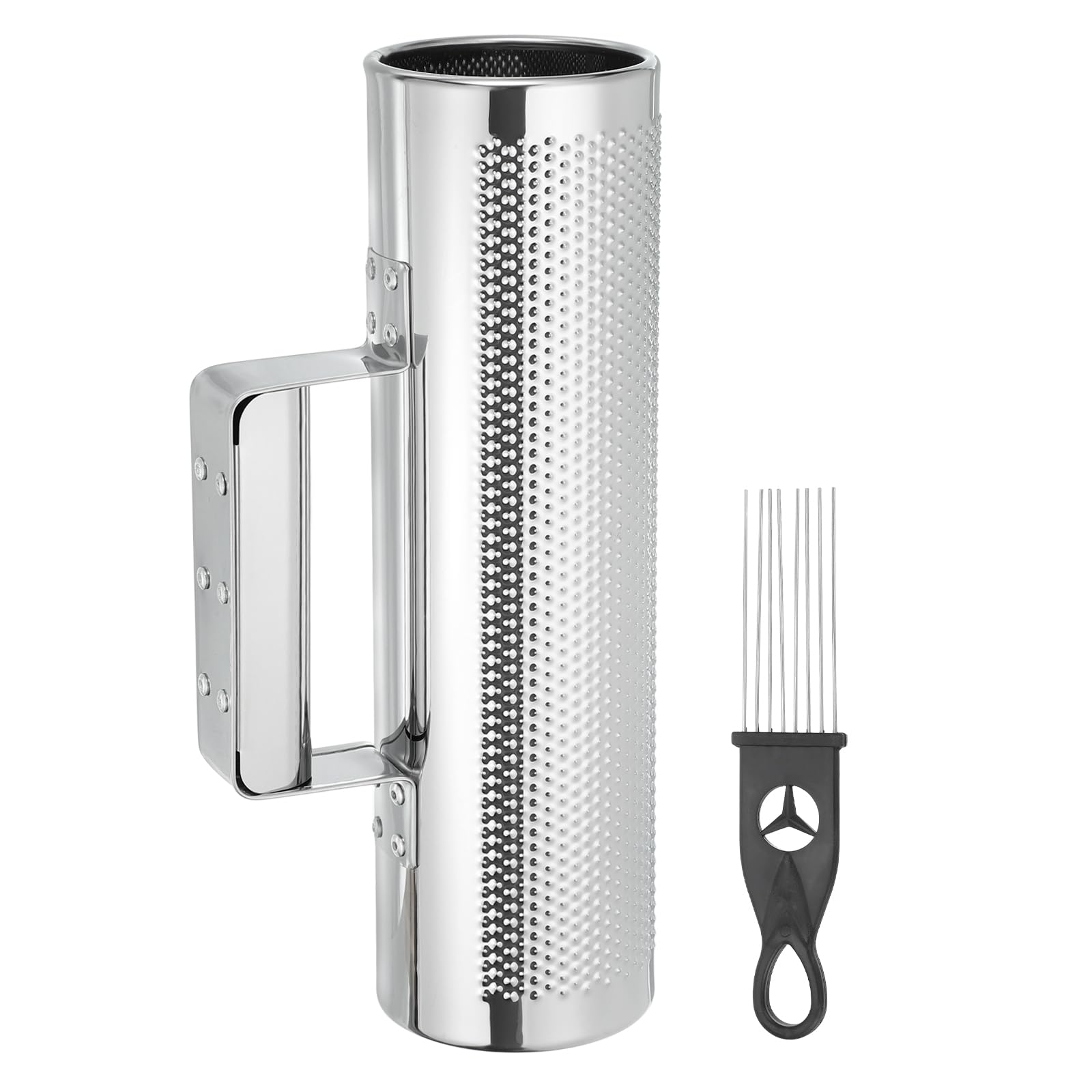 QUARKZMAN Guiro De Acero Inoxidable Instrumento De Percusión Latina 3" x 10" Con Raspador Herramienta De Entrenamiento Musical Guiro Metalico Para Bandas Performance Con Martillo De Arena