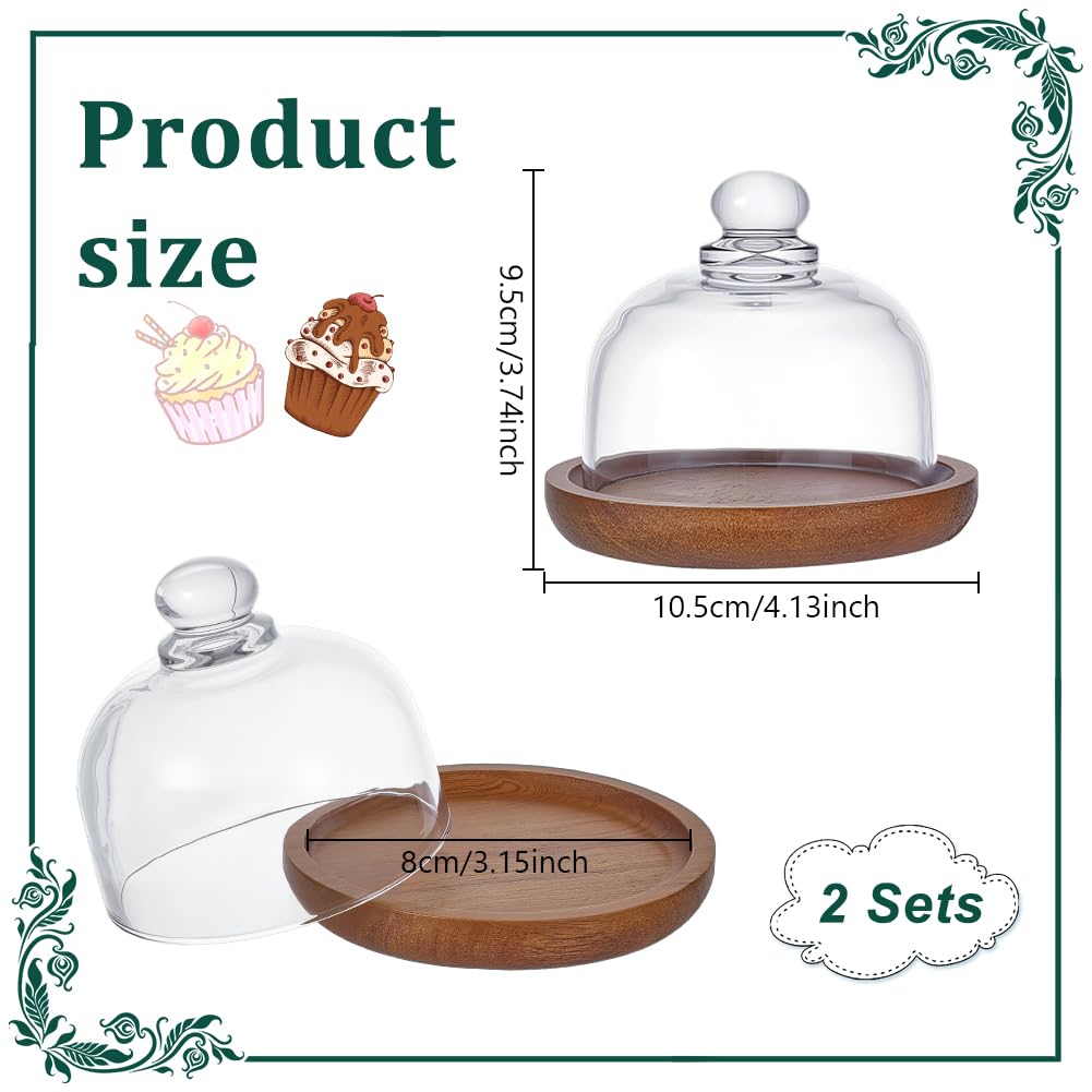NBEADS 2 pz. Cupola per Dessert In Vetro con Base, Mini Vetrine per Torte A Campana Vassoi per Esposizione In Vetro A Campana per Cucina, Feste di Compleanno, Matrimoni, 8cm di Diametro