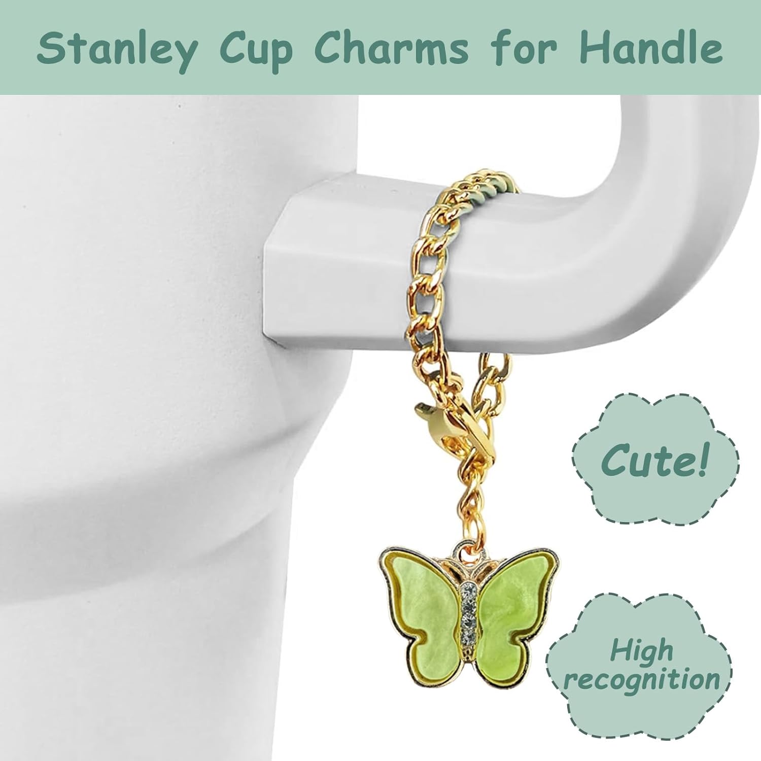 Stanley Cup Accessories Set,Including 2 Pcs 0.4in Straw Cover, 1 Silicone Spill-Proof Stopper, 1 Cute Handle Charm, 1 Silicone Boot Fits Stanley 40&30 Oz Tumbler (Eucalyptus Green) - Image 3