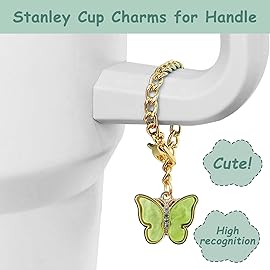 Stanley Cup Accessories Set,Including 2 Pcs 0.4in Straw Cover, 1 Silicone Spill-Proof Stopper, 1 Cute Handle Charm, 1 Silicone Boot Fits Stanley 40&30 Oz Tumbler (Eucalyptus Green)