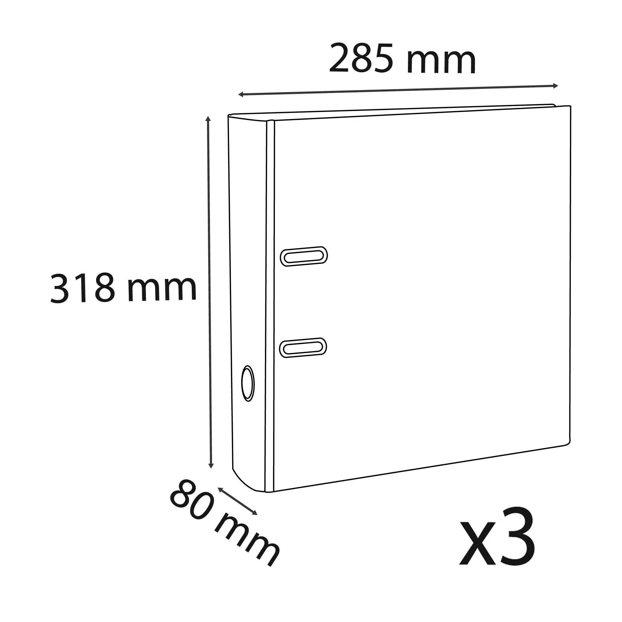Exacompta - Ref. 918403SE – Karton mit 4 x 3 Aktenordnern, Rücken 80 mm, A4-Format, außen aus Polypropylen, innen Papier, Rot