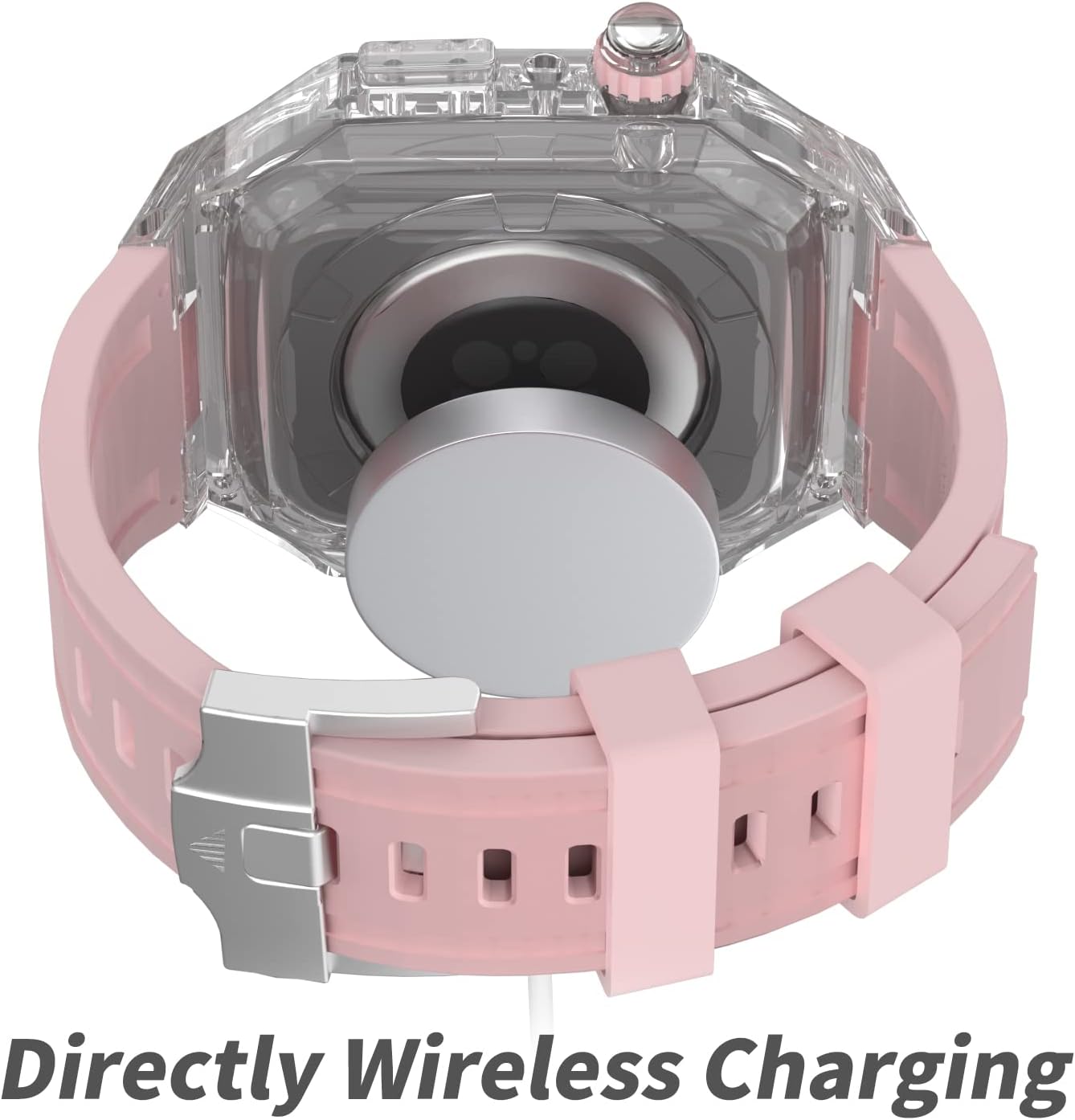 Rugged Clear Case and Band for Apple Watch Series 8 7 41mm/SE 6 5 4 40mm, Luxury Designer Transparent Crystal Military Protective Cover Tactical Heavy Duty Protection for iWatch