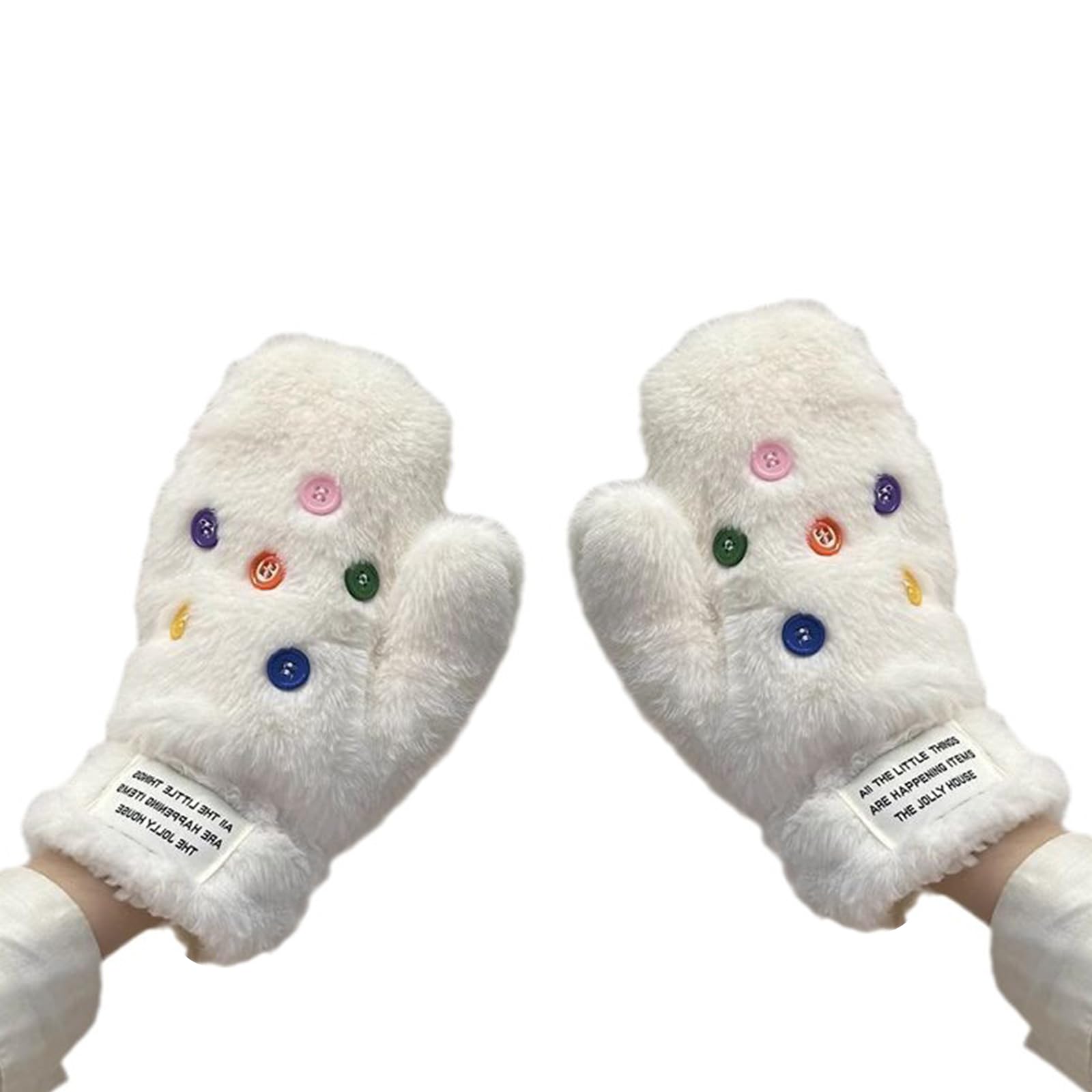 Dsgzkk Gloves,Dopamine Mittens for Girl Winter Warm Gloves Thicken Plush Gloves Windproof Skiing Mittens for Women