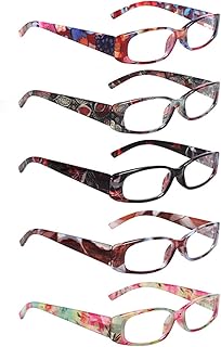 5 Pack Spring Hinge Reading Glasses Rectangular Fashion Quality Readers for Men and Women (5 Mix, 1.50)