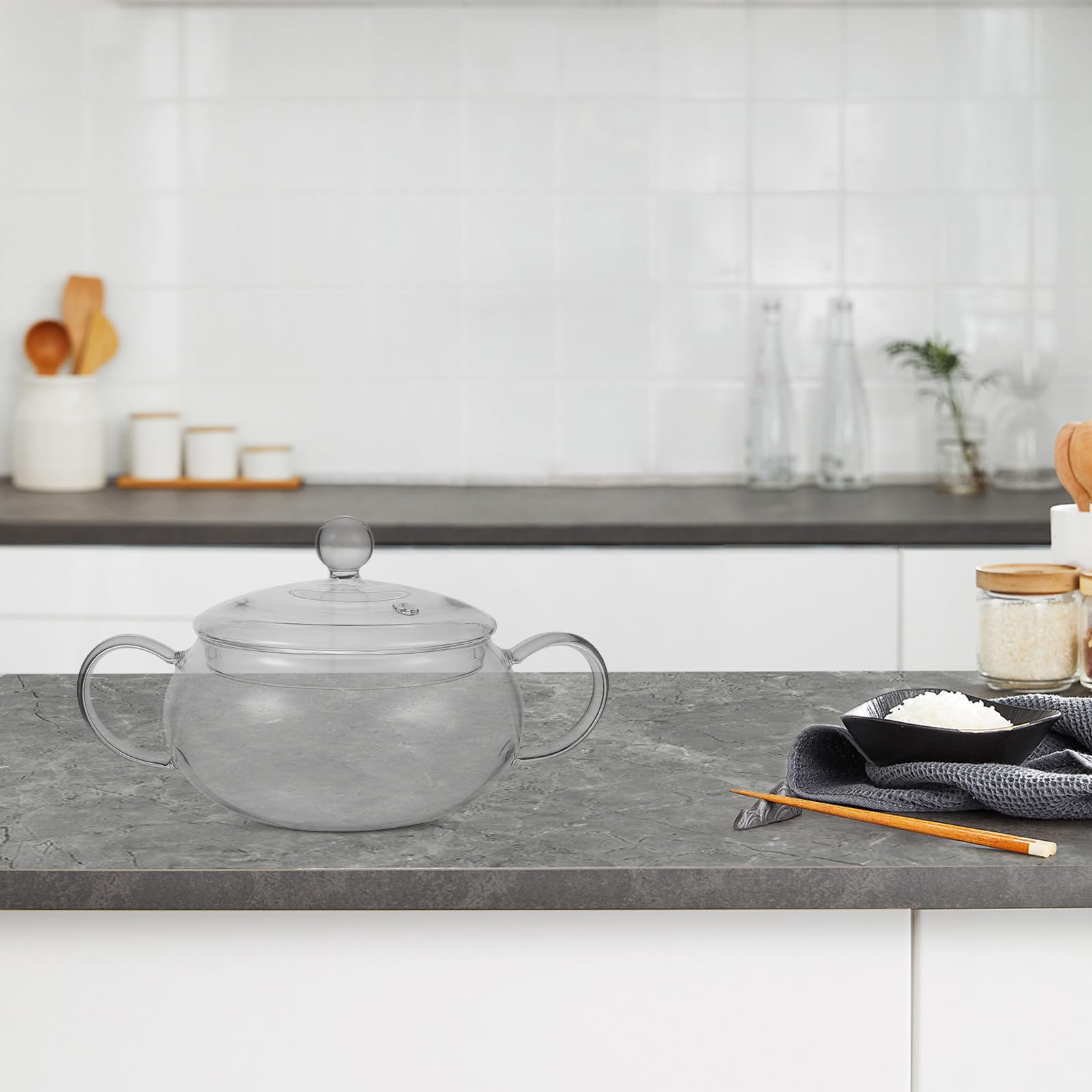 Ciotola in Vetro Coperchio per Latte e Alimenti per Bambini, Design Ergonomico, Resistente al Calore, per Cucina e Uso Domestico