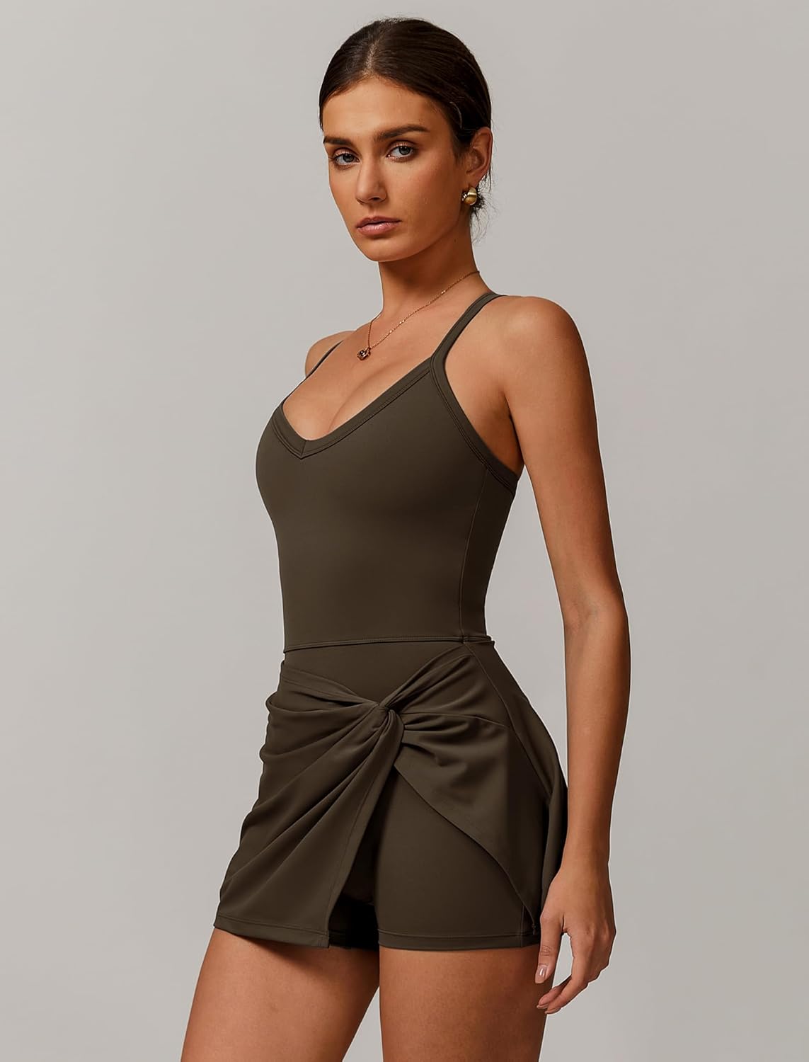 ABOCIW Women Tennis Dress with Built-in Bra and Shorts V Neck Twist Front Athletic Dress Backless Workout Golf Dresses - Image 5