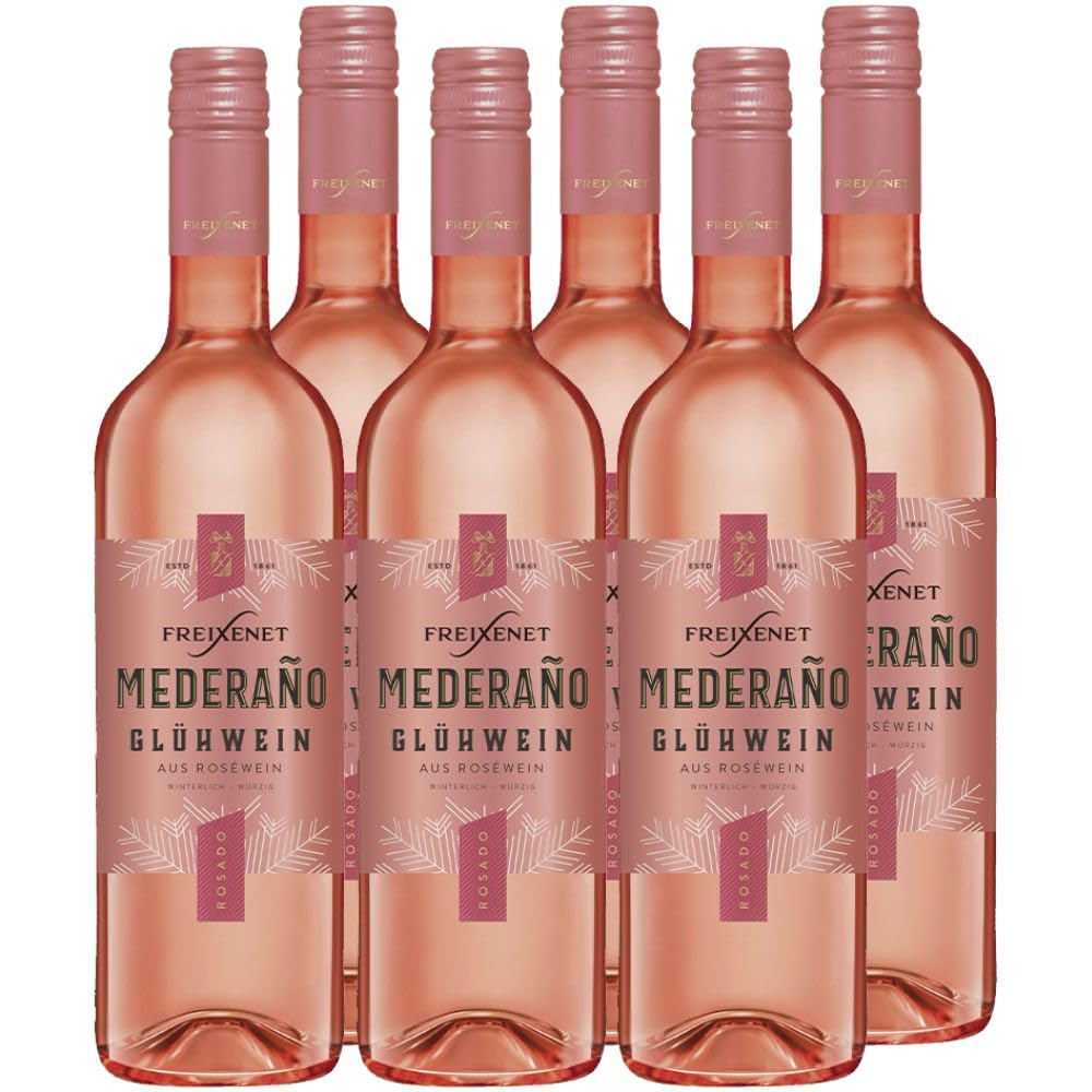 Freixenet Mederaño Glühwein aus Roséwein (6 x 0,75 l) - fruchtig-würziger Rosado Glühwein; herrliche Fruchtaromen treffen auf würzigen Zimt; halbtrocken; heißer Genuss im Advent und an Weihnachten