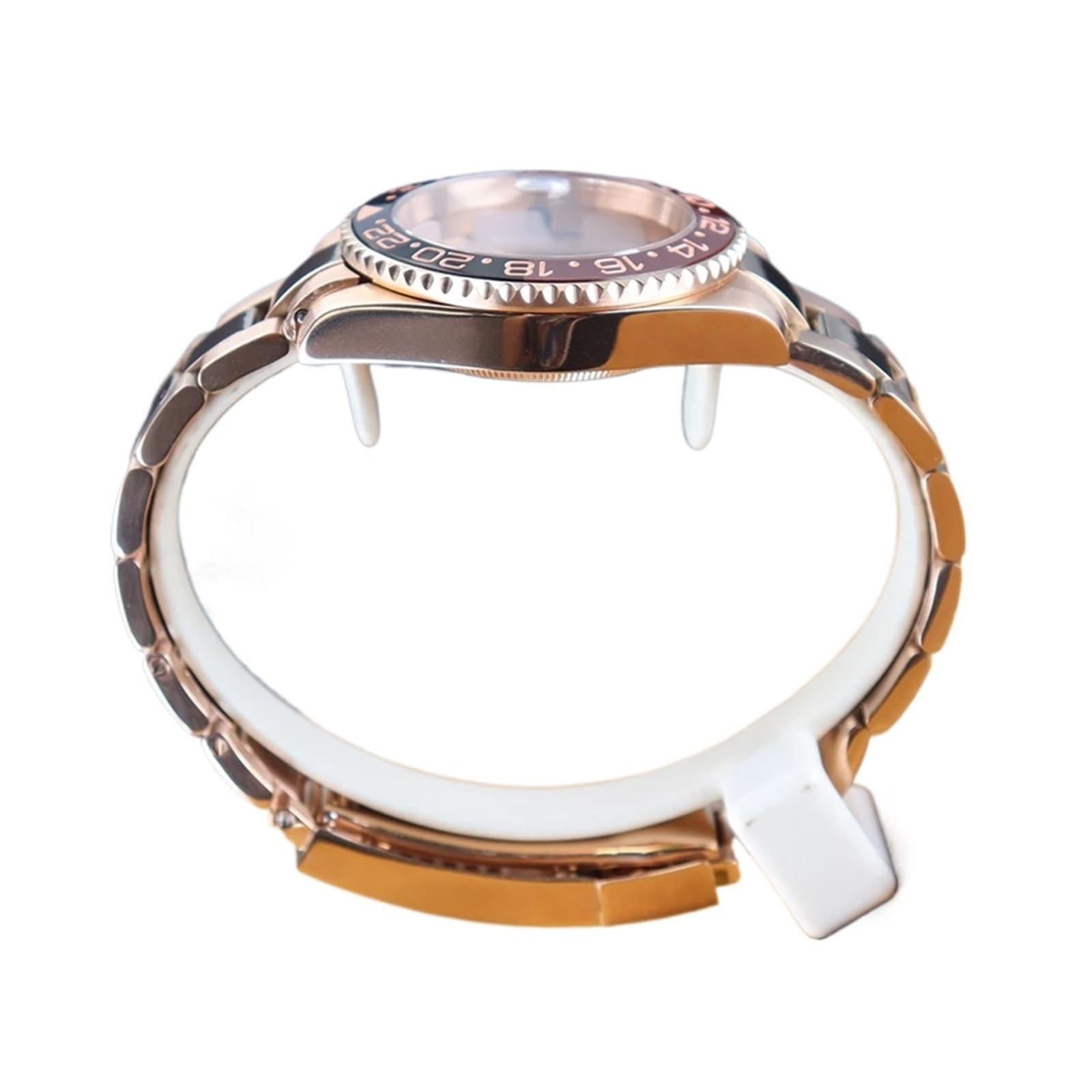 Pulsera de reloj de oro rosa de 40 mm, esfera de 28,5 mm, bisel de cerveza de raíz compatible con NH34 NH35 NH36/38 Miyota8215 ETA2824