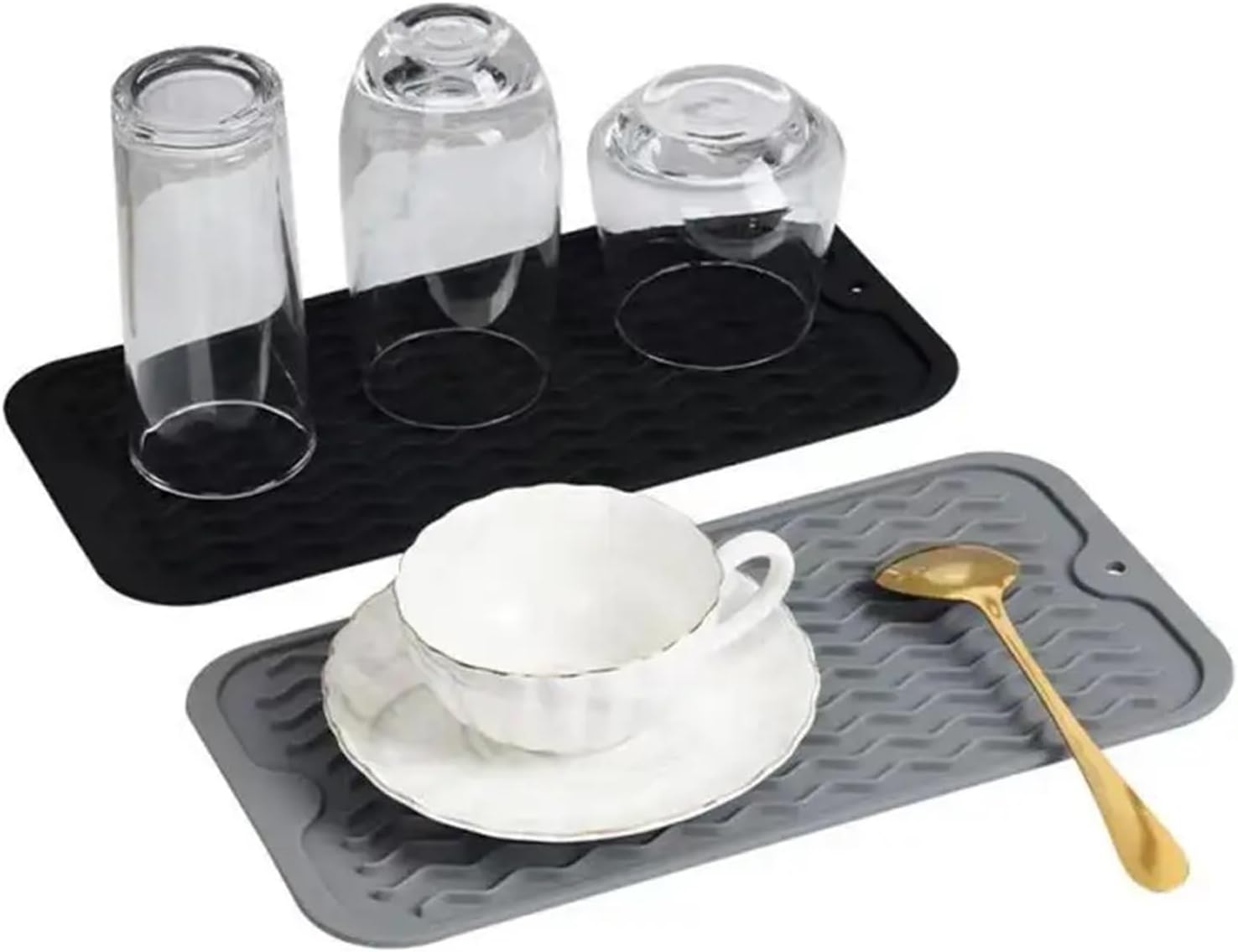 Silicone Drying Mat Dish Bowl Cup Non Slip Anti Pad Potholder Mat Spoon Rest Draining Coaster Kitchen Counter Kitchen Gadget(03 30x15cm)