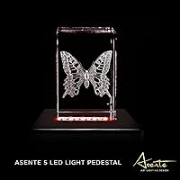 Vista 3 de Pedestal de 5 luces LED – Base programable de satén negro mate con alimentación AC/USB – para arte de cristal 3D – Trofeo, Orbe y bases de luz