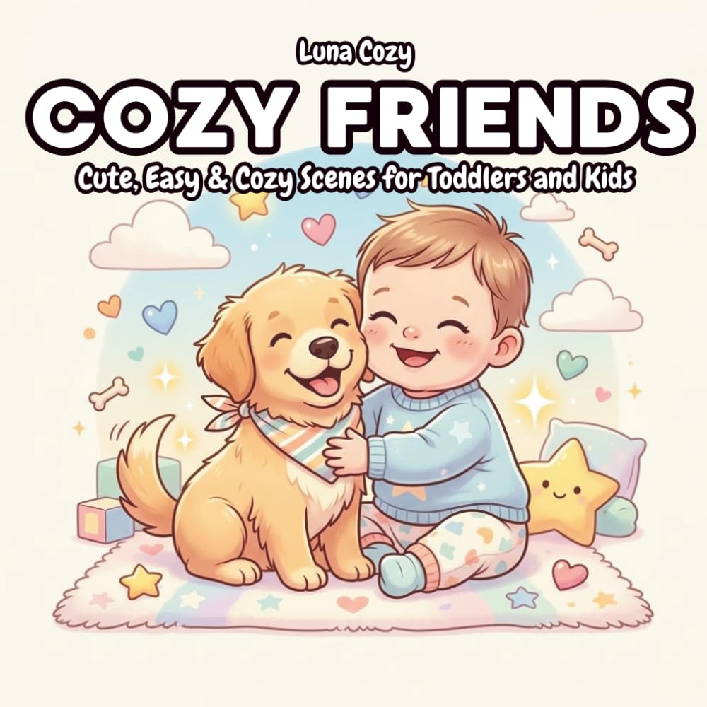 Cozy Friends Coloring Book for Kids: Cute Baby and Puppy Scenes with Simple Designs for Relaxation and Fun (Cozy Friends Coloring Series)