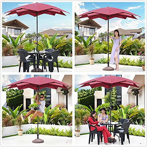 Sombrilla doble capa para playa y jardín con base incluida 7