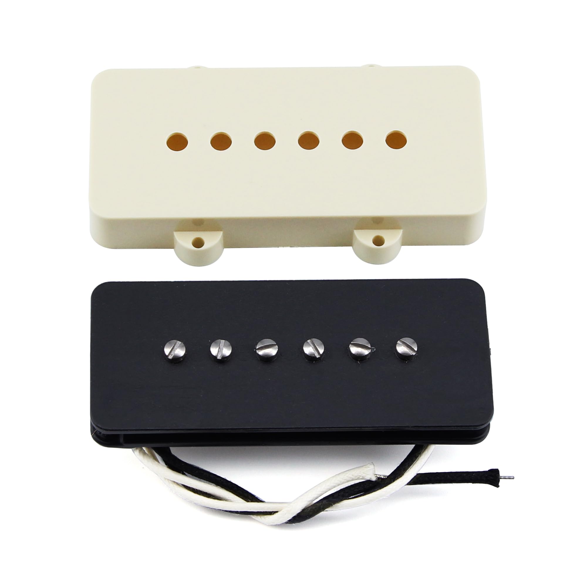 FLEOR Alnico 5 Single Coil Neck + Bridge Pickups Set für FD JM Vintage Style Gitarre, Vintage White