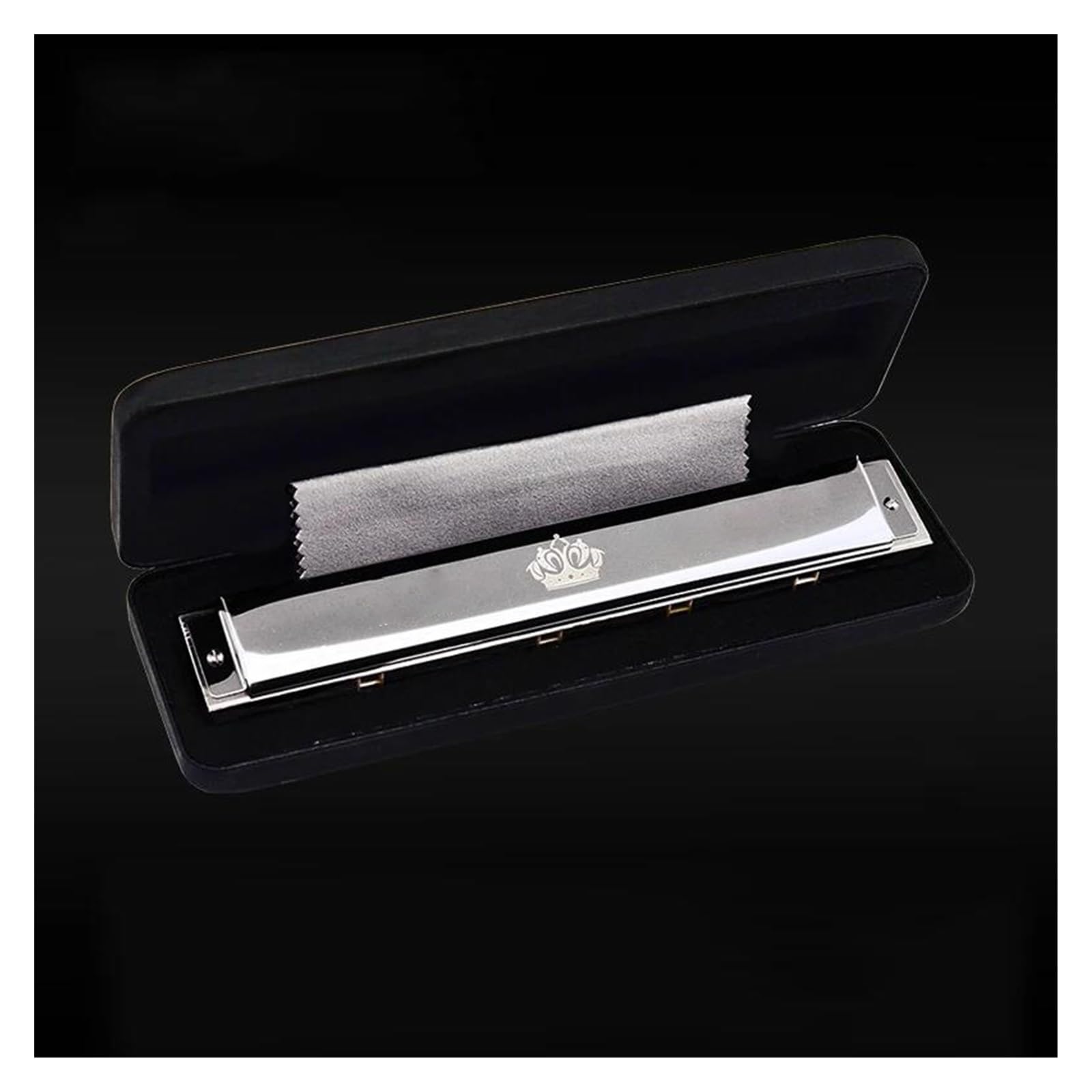 Mundharmonika Professionelle Mundharmonika C-Tonart 24-Loch-Dur-Doppel-Tremolo-Anfänger-Mundharmonika Für Musikinstrumentenzubehör Mit Koffer(Silver)