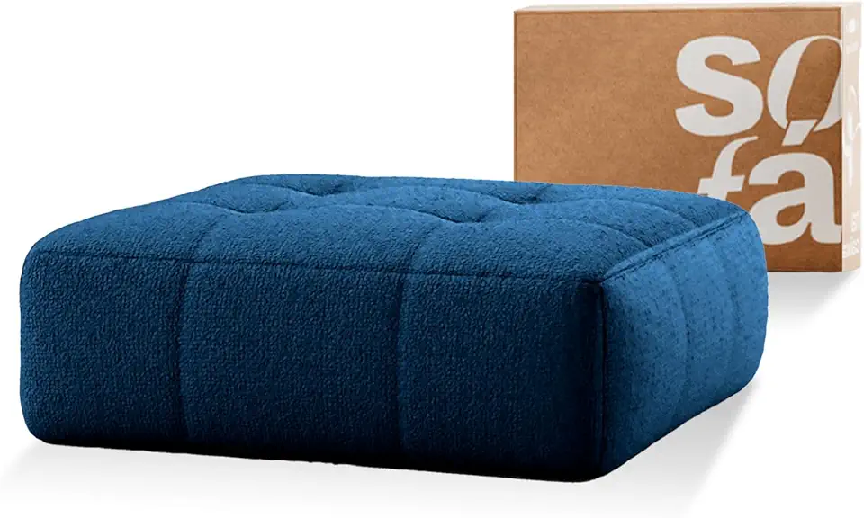 Sofá na Caixa modular 1 lugar em Boucle (Azul, Chaise)