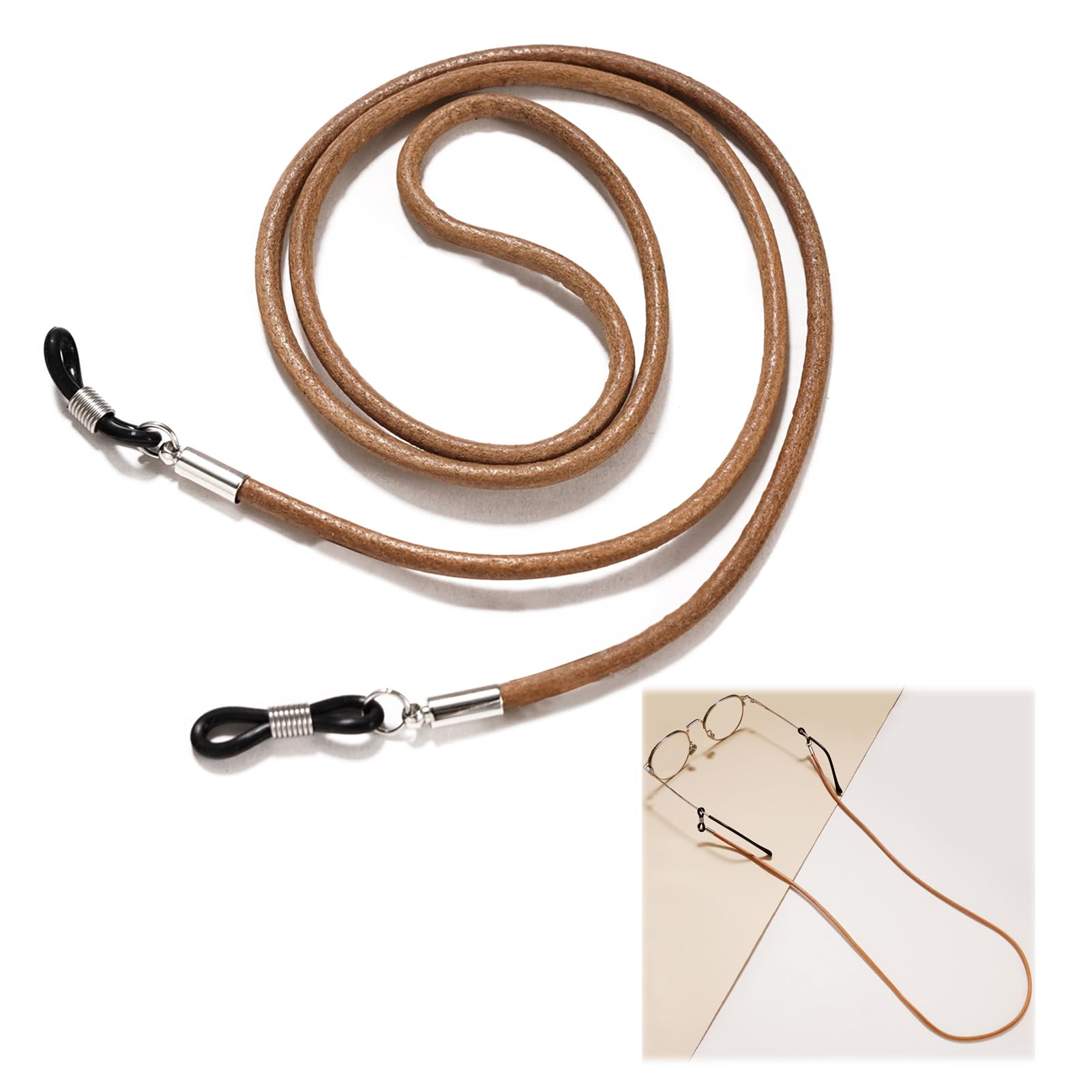 Glasses Straps Genuine Leather Glasses Cord Non-Slip Eyeglasses Chain ...