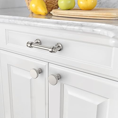 Miniatura 5 de Amerdeco Paquete de 10 tiradores negros + acrílicos para armarios de 3 pulgadas (2.992 in) con agujeros centrales, manijas de gabinete de cocina,