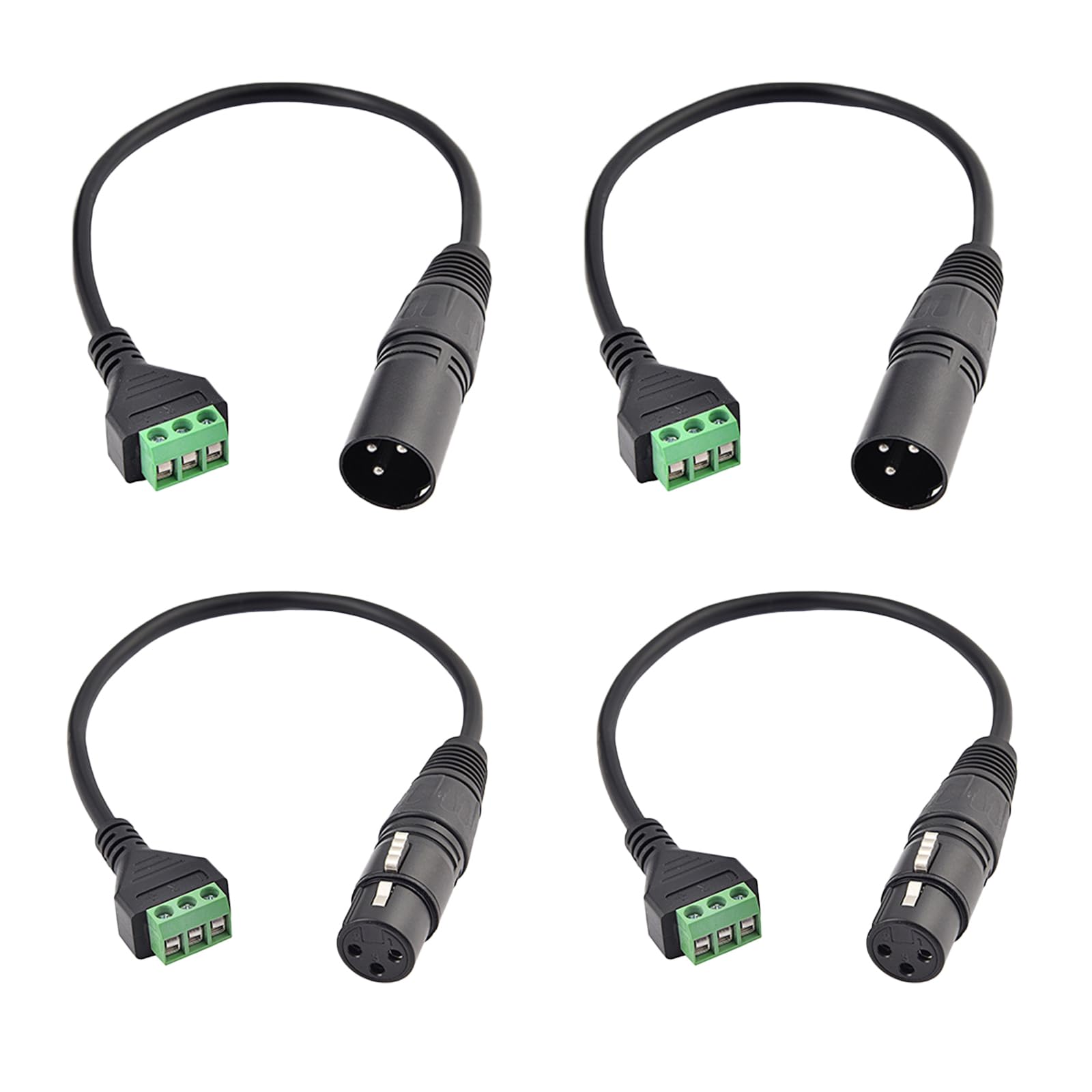 Photo 1 of *** 2 PCS *** Teansic 4PCS XLR Male&Female Connector to 3 Pin Screw Terminal Cable,XLR 3-Core Screw Adapter with 30CM Cable for Microphone?Speakers?Live Performance & Recording?Sound Equipments