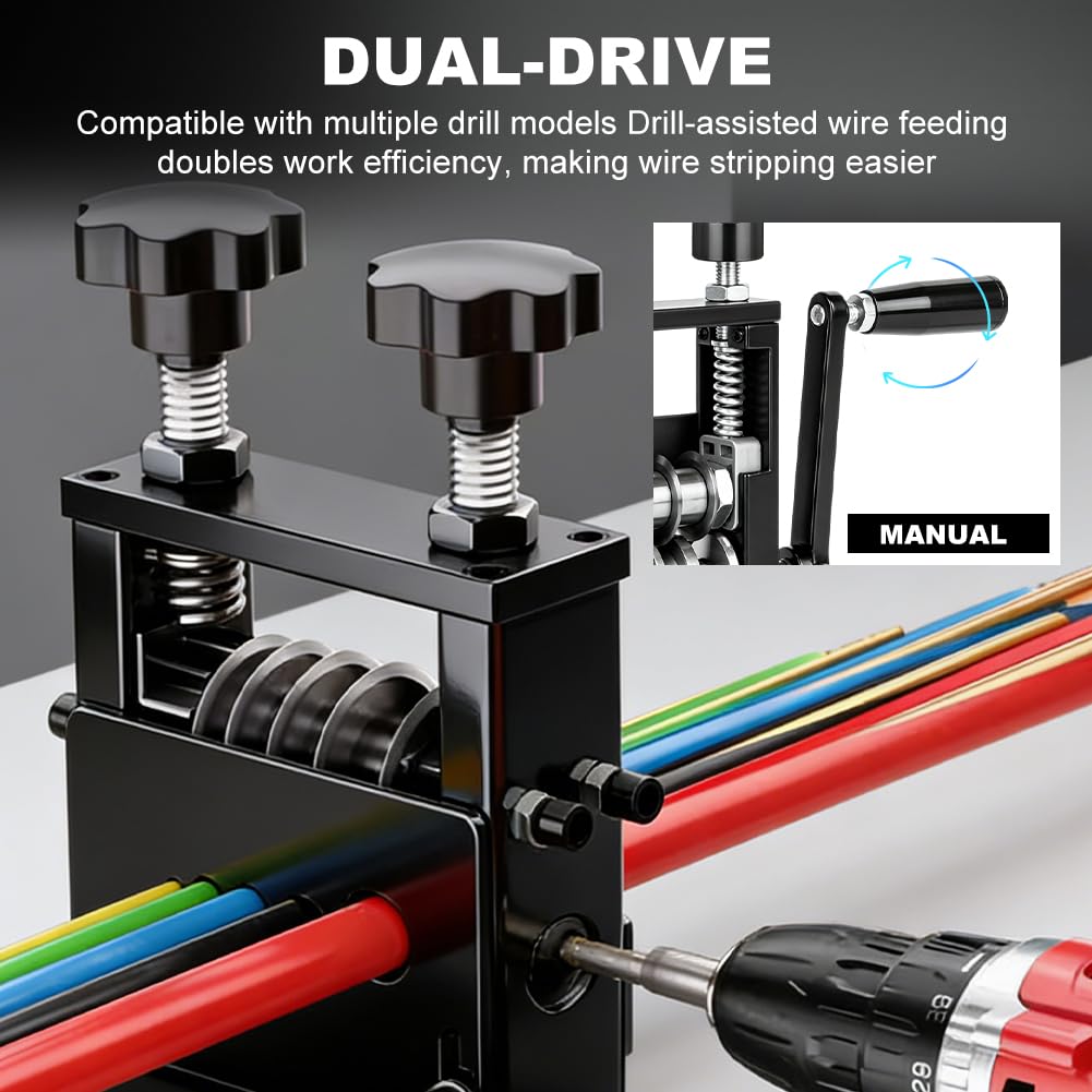 Machine à dénuder manuelle avec 6 canaux et 5 lames, pour perceuse et manivelle, pour câbles de 3 à 17 mm, éplucheur de câble, outil de dénudage, recyclage du fil de cuivre