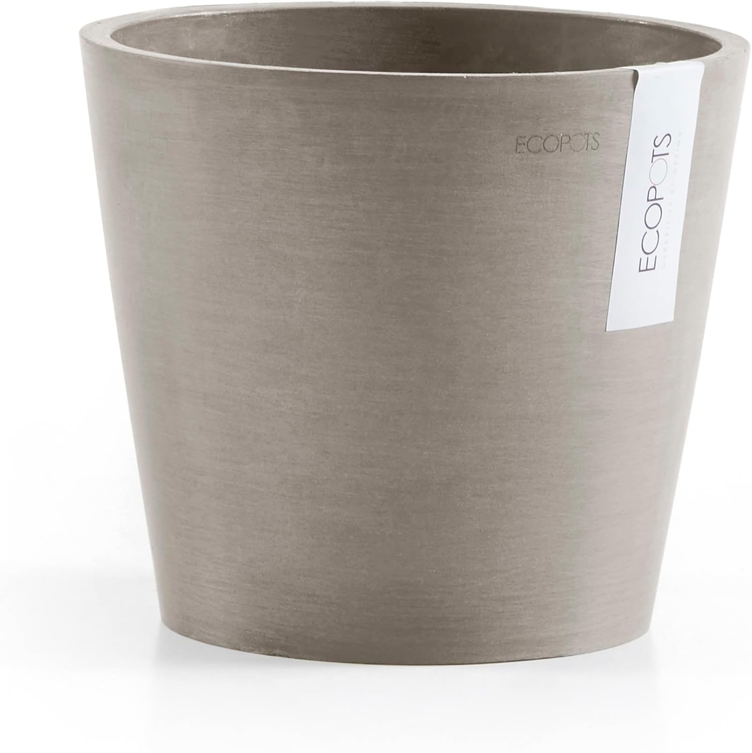Ecopots Amsterdam Durable Modern Round Indoor/Outdoor Recycled-Based Composite Flower Pot Planter, Grey, 16"