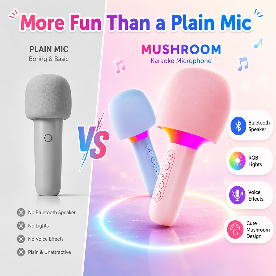 Microfono Karaoke Wireless Tutto in Uno con Altoparlante, Microfono Bluetooth Portatile con Cambia Voce, Luci RGB, Mini Macchina Karaoke, Regalo di Compleanno (2PC-BLUE)