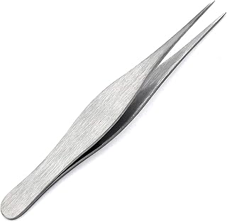 G.S Pointed Tweezers - Precision Sharp Needle Nose Eyebrow Tweezers for Ingrown Hair, Blackheads & Splinters (Silver)