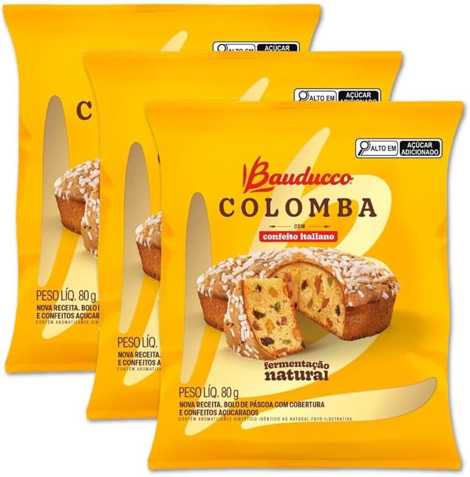 Mini Colomba de Páscoa Frutas Bauducco Kit 3 unidades 80g