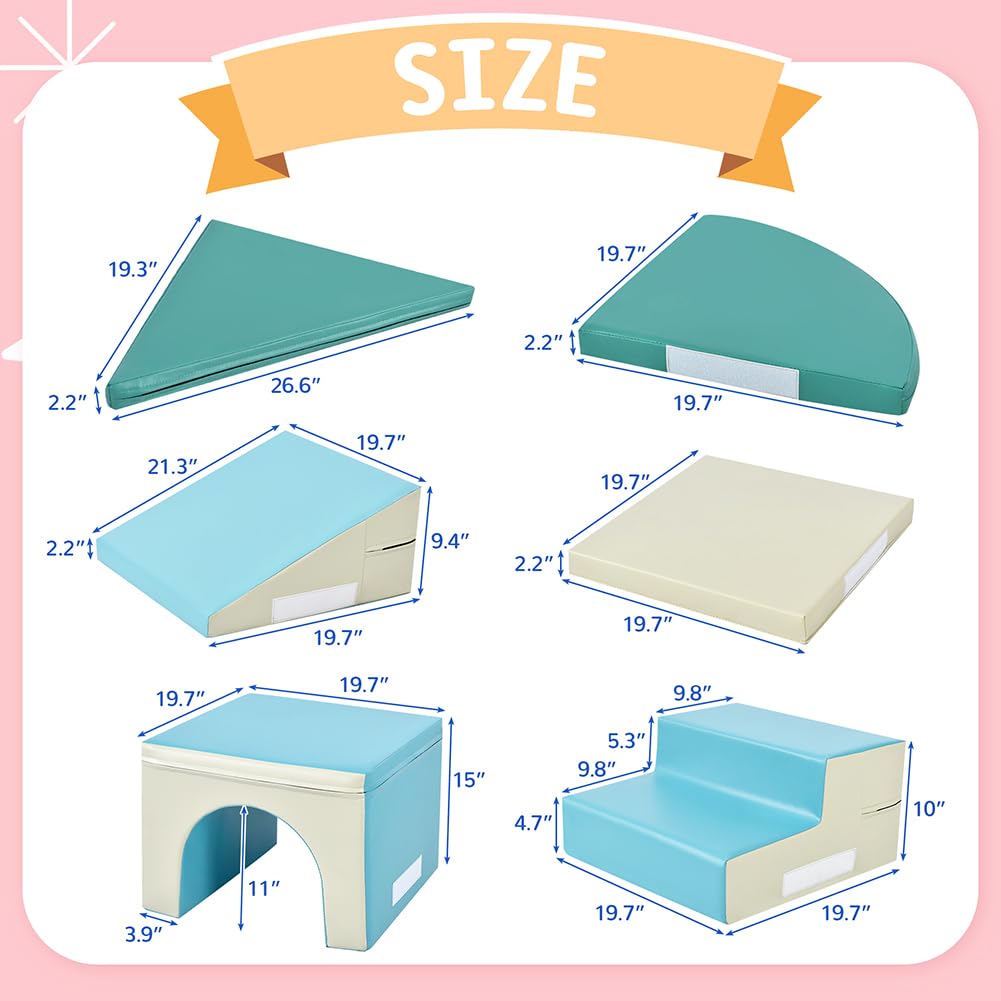 Fulvari 9 Piece Soft Climb and Crawl Activity Playset, Soft Foam Tunnel Climber, Indoor Active Playset for Crawling and Sliding