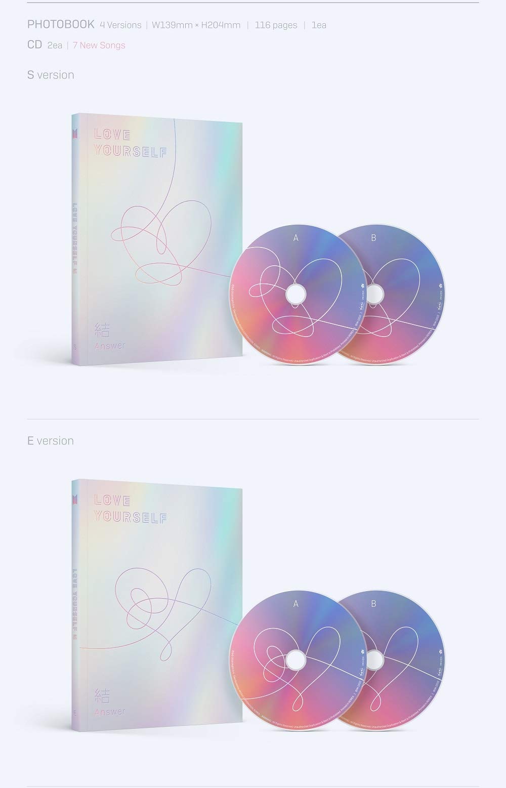 GENIE MUSIC BTS - LOVE YOURSELF 結 Answer [L ver.] 2CD+Photobook+Mini Book+Photocard+Sticker Pack+Folded Poster