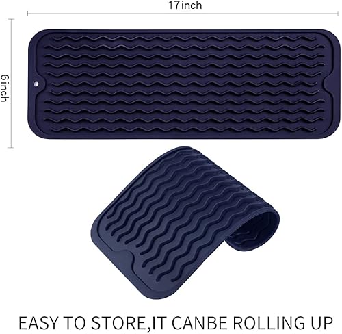 Miniatura 746 de Tapete de silicona para secado de platos para múltiples usos, fácil de limpiar, ecológico, resistente al calor, tapete de silicona para encimera