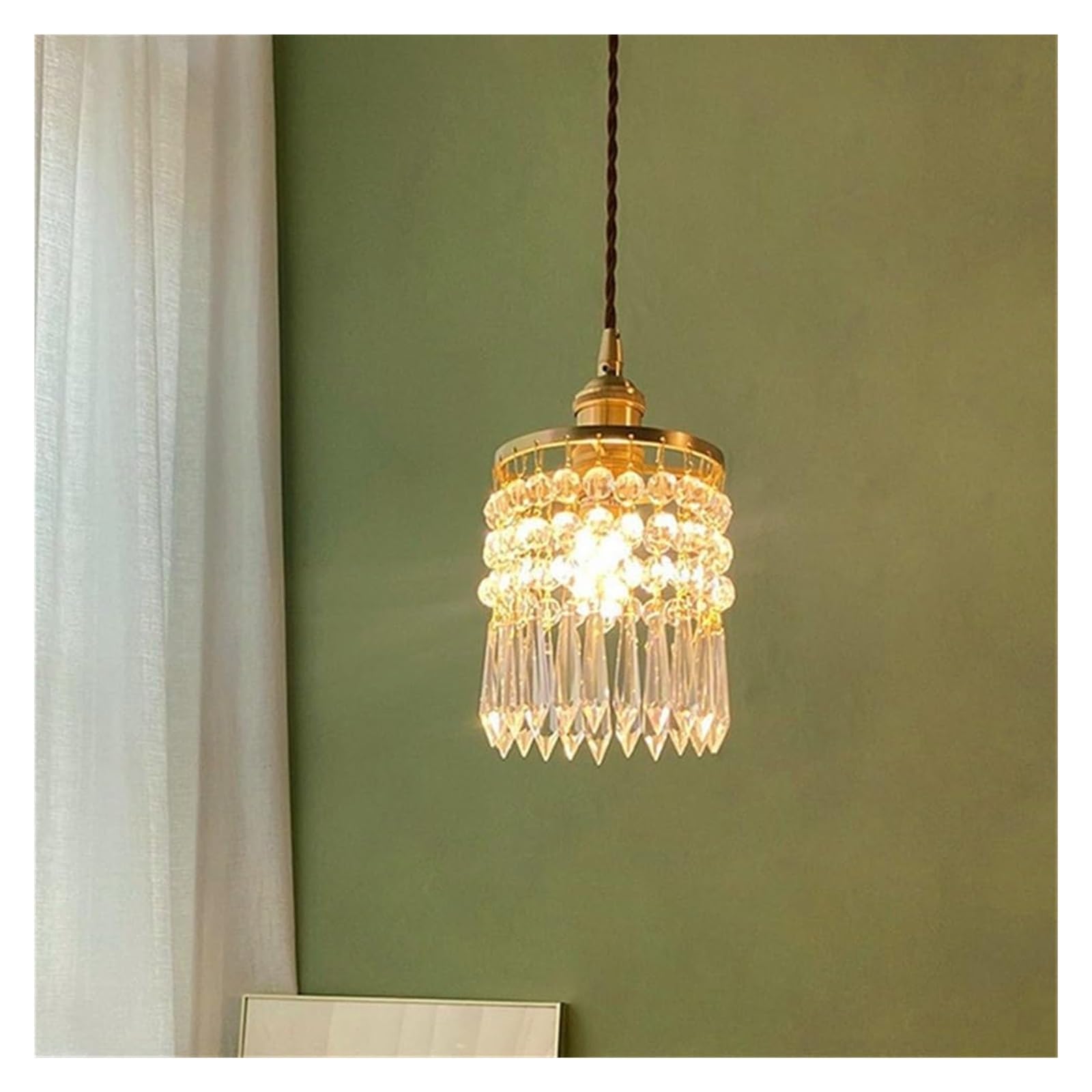 Lampa sufitowa nostalgia kryształowa lampa wisiorka, złota wyspa kuchenna Oświetlenie wisiorka z umywalką z mosiężnym wykończeniem małe urządzenie oświetleniowe pojedynczej głowicy do baru do jadalni