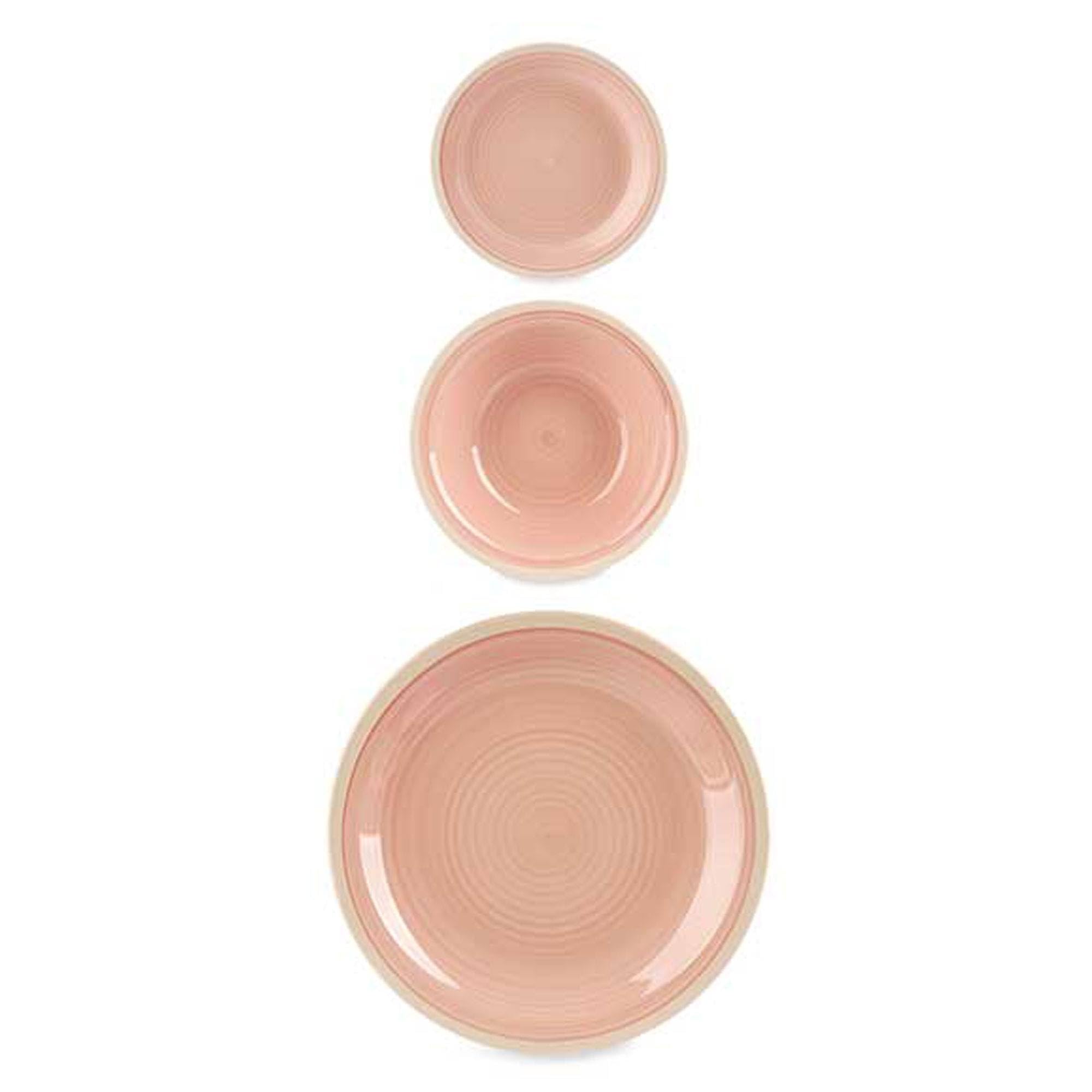 San Ignacio Set 18 pzs vajilla gres rosa borde colección VESSIA