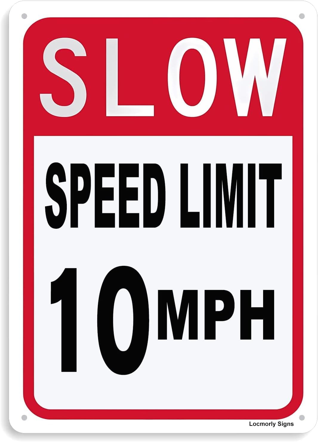 (2-Pack) Metal Tin Sign Slow Down Speed Limit 10 MPH Sign, 8x12 Inch, Slow Down Signs for Neighborhoods