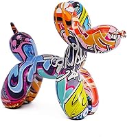 Wugelion Graffiti Balloon Dog Resin Sculpture - Playful Collectible Figurine for Home Office Desk Decor