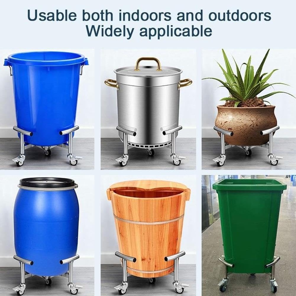Chariot Porte-Pot Fleurs Réglable Acier Inoxydable, Roulant Robuste