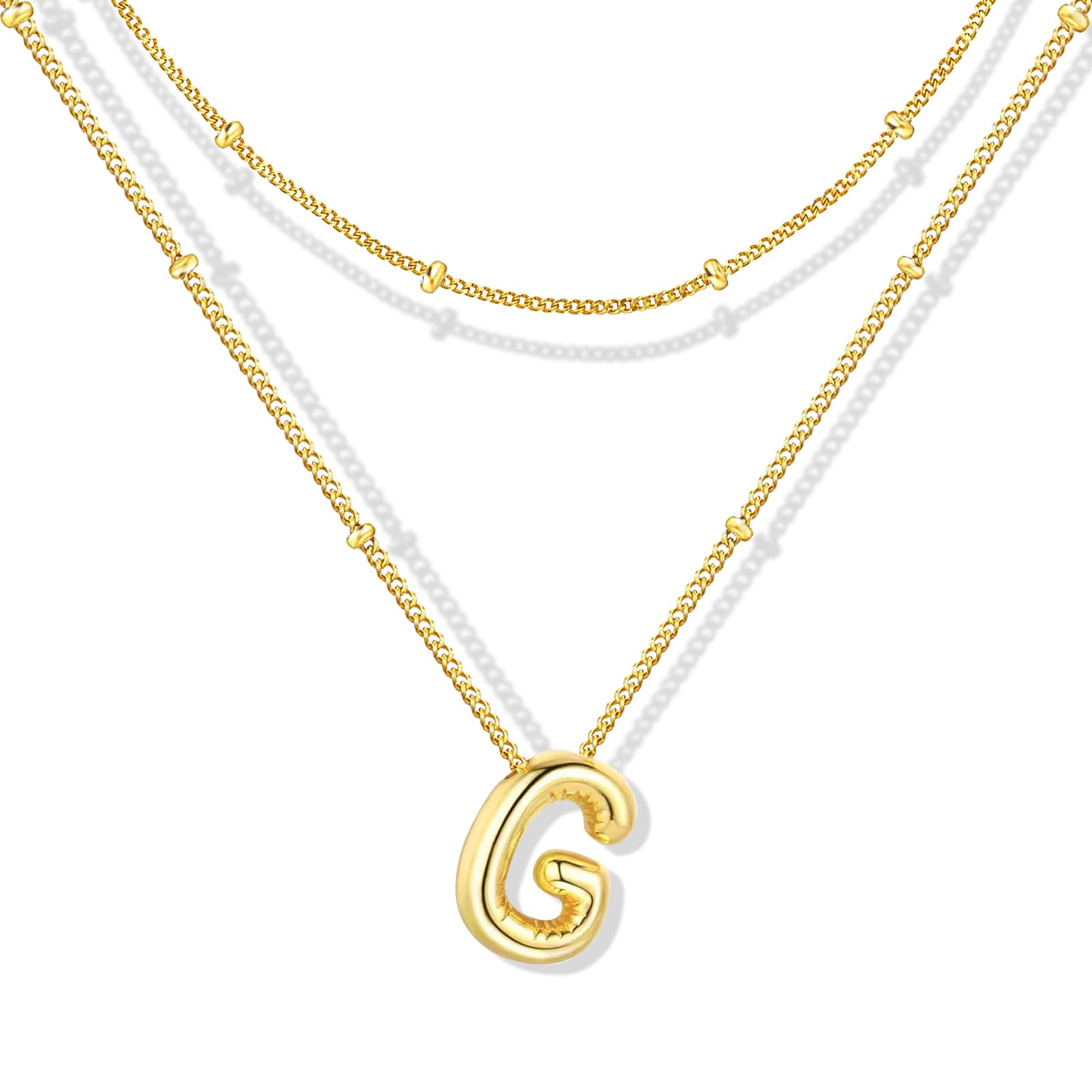 ZECICO Bubble Letter Necklace - Personalized Initial Pendant