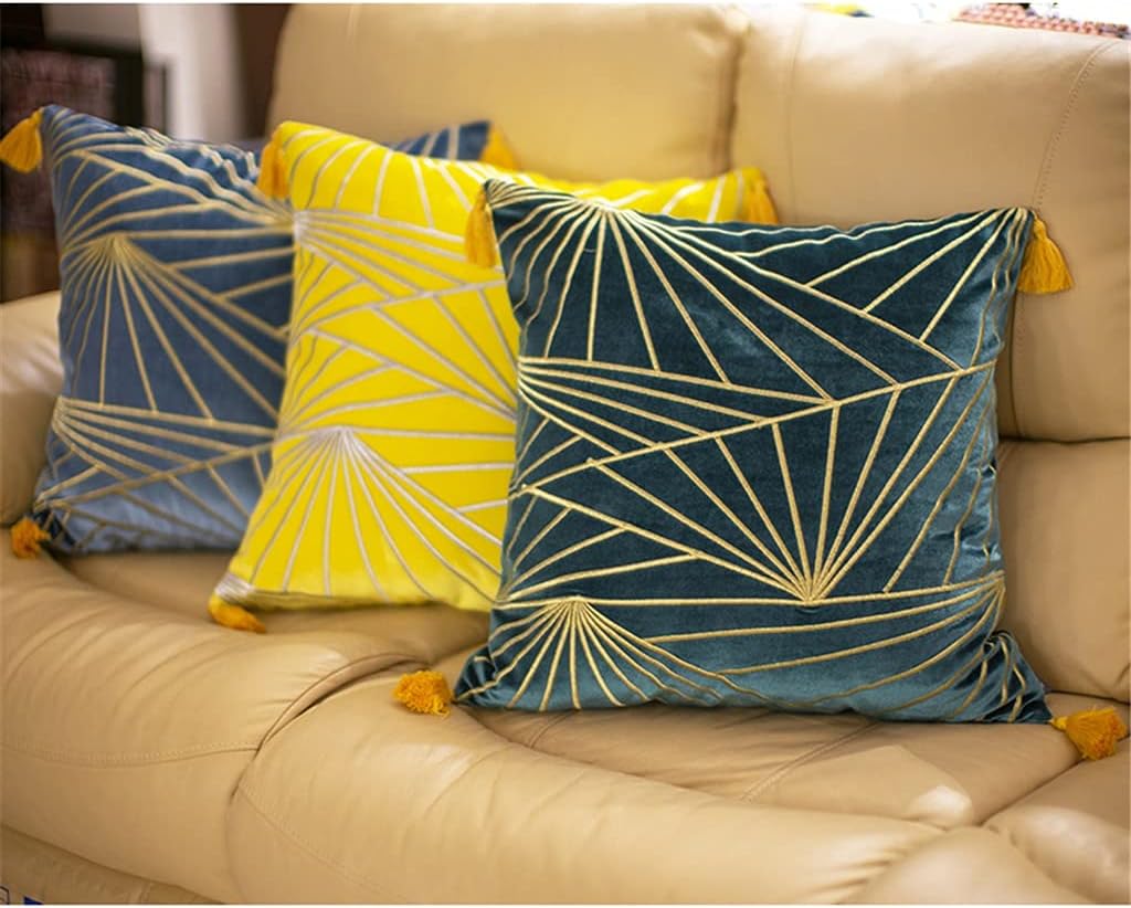 HBJWOV Sofa Throw Pillow Cushion Living Room Nordic Lumbar Velvet Embroidered Square Cover Seat(D,65cm*65cm)