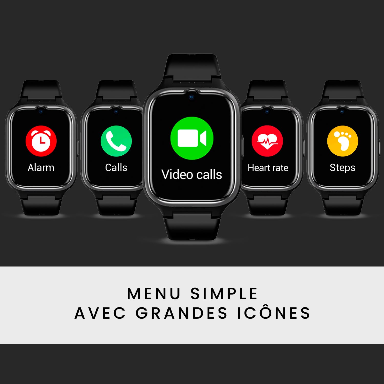 SPC SMARTEE 4G Senior - Montre Senior, GPS et Bouton SOS | Grandes icônes, 4G pour appels et appels vidéo, fréquence cardiaque et gestion via SPC SMART CLAN