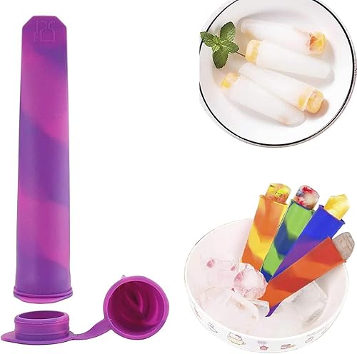 Vista 3 de 6 moldes de paletas de silicona, reutilizables, para bebés, varios colores, para helados, congelados con tapas para paletas de bricolaje, palitos