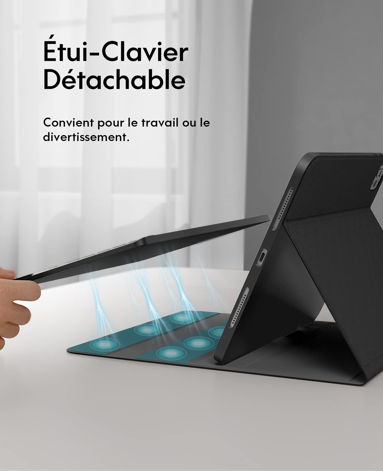Earto Coque-Clavier pour iPad Air 11 Pouces (M4 2026 / M3 2025 / M2 2024), iPad Pro 11" (1re à 4e Gén), iPad Air 10.9" 5e/4e Gén, Smart Trackpad, Éclairage 7 Couleurs, Clavier Français Amovible, Noir