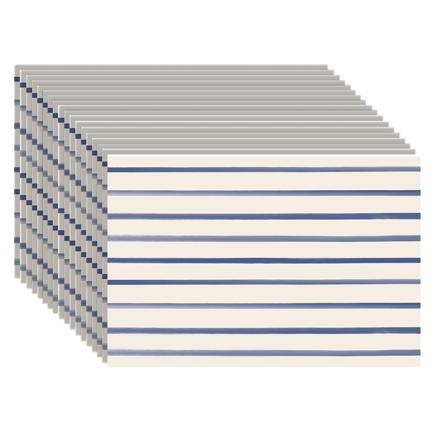 Hester and Cook Manteles individuales de papel desechables para mesa de comedor, manteles cuadrados de rayas azul marino para fiestas, 24 hojas por bloc