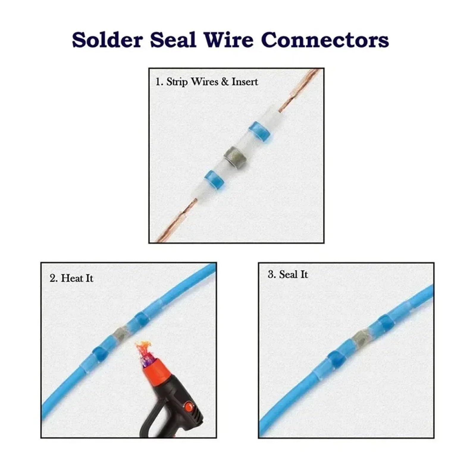 100pcs Solder Seal Wire Connectors Heat Shrink Insulated Electrical Butt Splice Connector Terminals