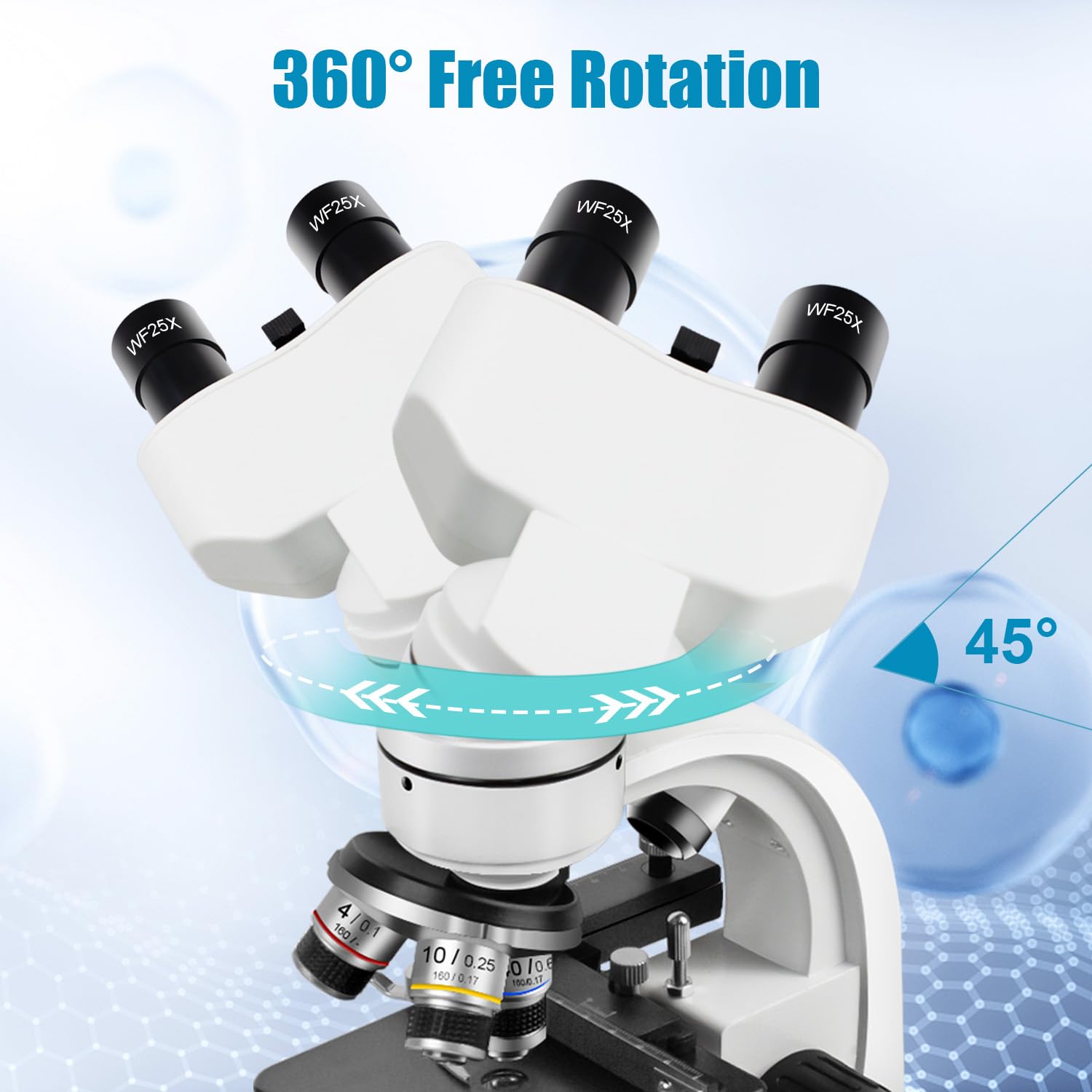 Microscopio binoculare composto 40X-2000X, WF10X WF25X con Lame di Microscopio (30 pezzi), Platino meccanico, per la scuola, il laboratorio, l'educazione domestica per gli studenti adulti
