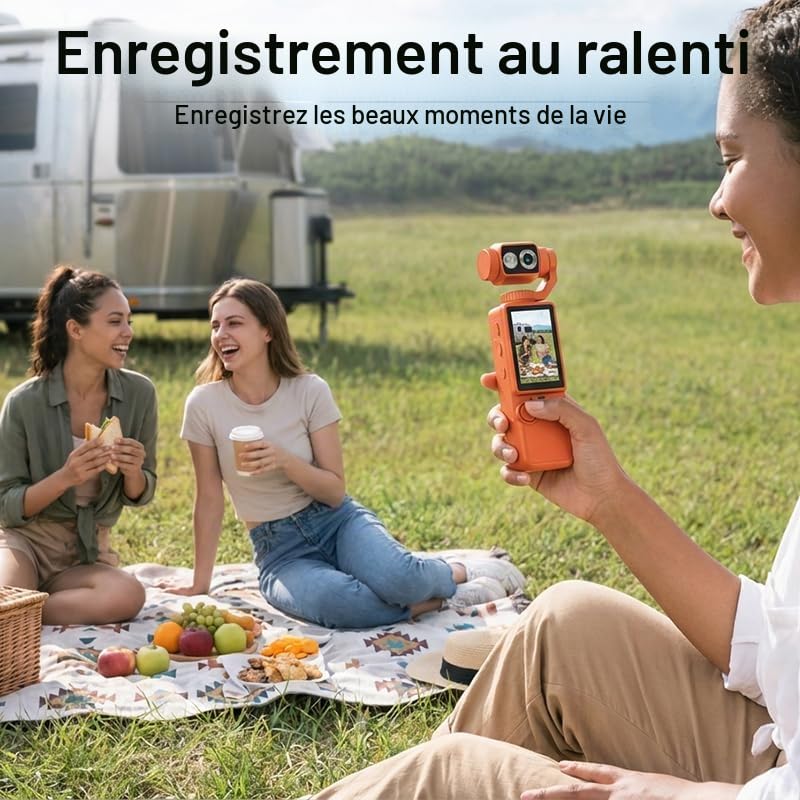 Appareil Photo Vlog Portable Q8 avec Objectif Pivotant à 180°, Caméra Numérique 1080p pour Photo & Vidéo, Écran IPS 2,0", Auto Focus, Batterie 2000mAh, avec Carte 32 Go, Trépied et Cordon (Noir)