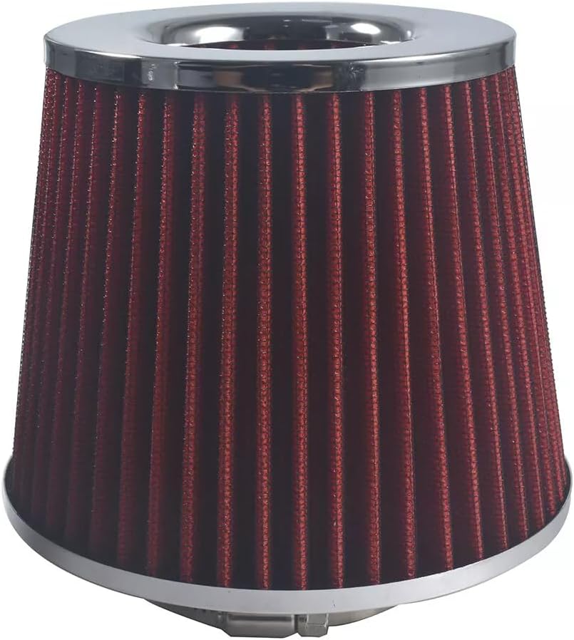 2.5" Inlet Cold Air Intake Cone Replacement Quality Filter Cone Dry Air Filter Turbo Application Universal Red